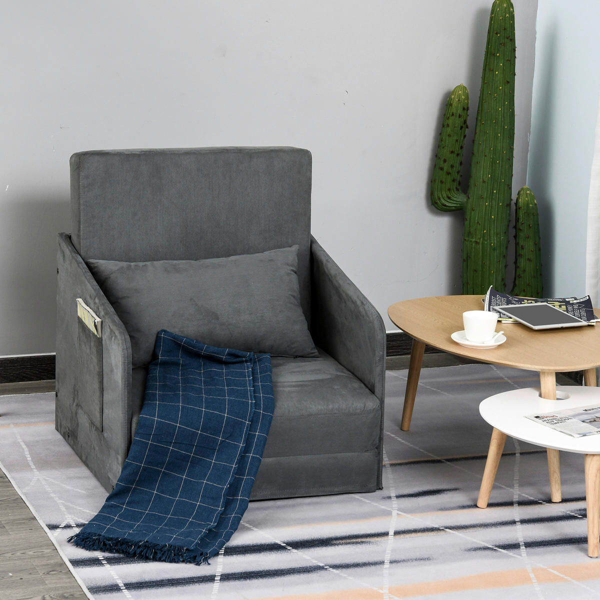 Schlafsofa 833-036 grau B/H/T: ca. 70x77x76 cm 833-036 - grau (70,00/77,00/76,00cm) - HOMCOM