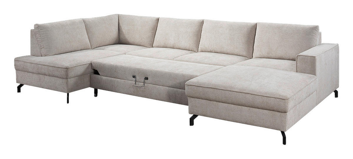 Wohnlandschaft Santorin Greige Microfaser B/H/T: ca. 349x88x197 cm Santorin - Greige/schwarz (349,00/88,00/197,00cm)