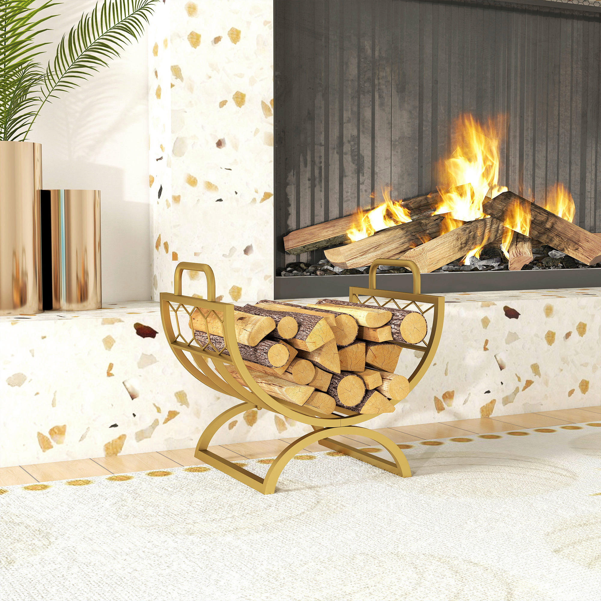 Thumbnail - Outsunny Kaminholzregal gold B/H/L: ca. 36x41x46 cm