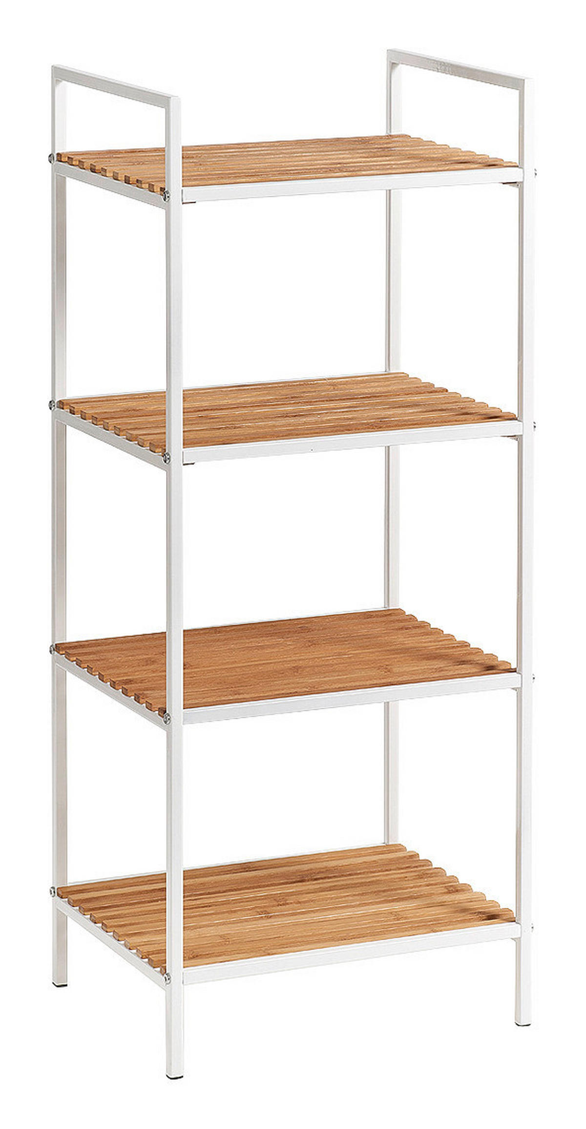 Standregal weiß Bambus B/H/T: ca. 39x95x33 cm Standregal_mit_4_Ablagen - weiß/natur (39,00/95,00/33,00cm) - Zeller