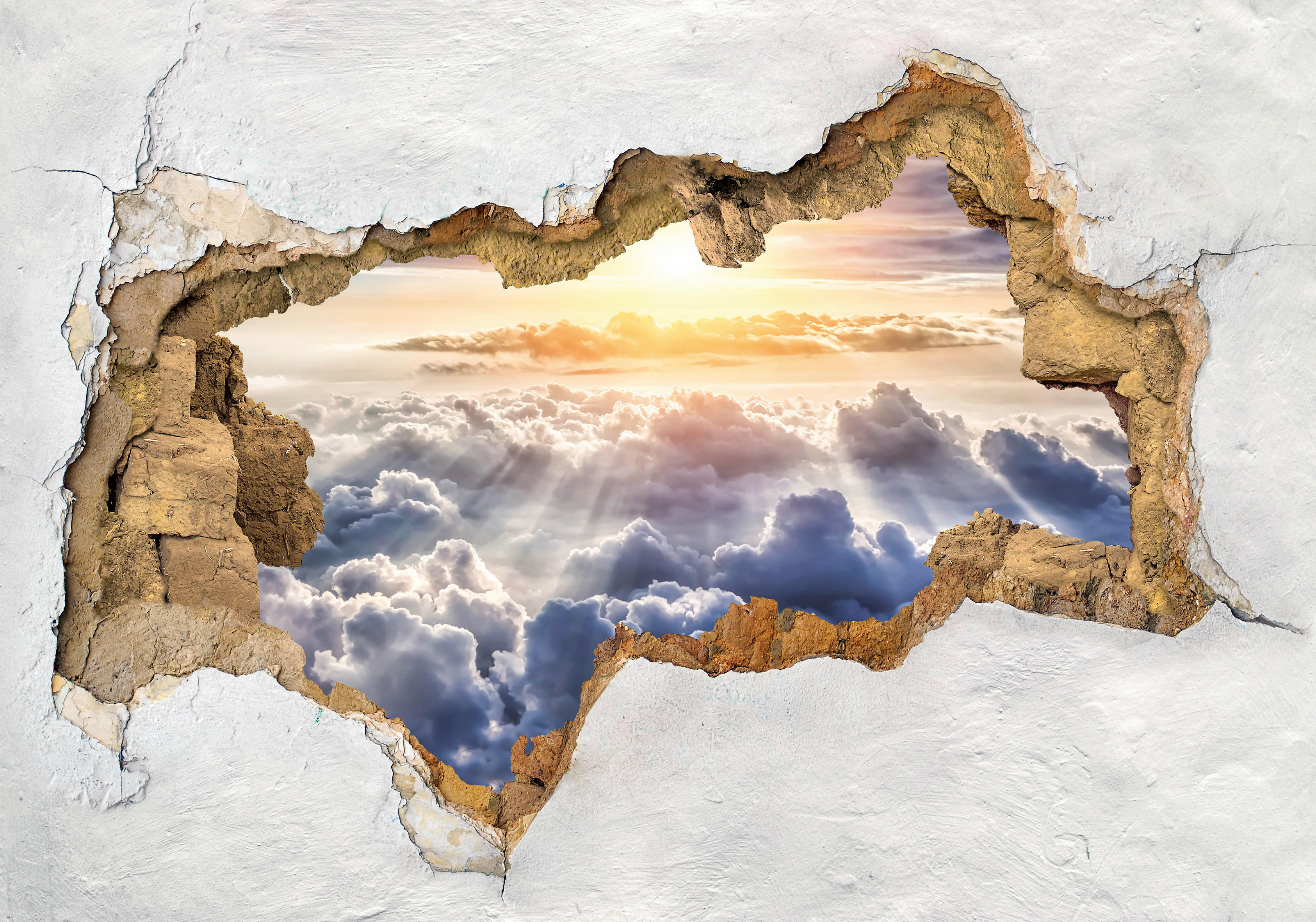 Dekosticker Mauer bunt B/L: ca. 50x70 cm 2 tlg. Dekosticker Mauer Wolke - bunt (50,00/70,00cm)