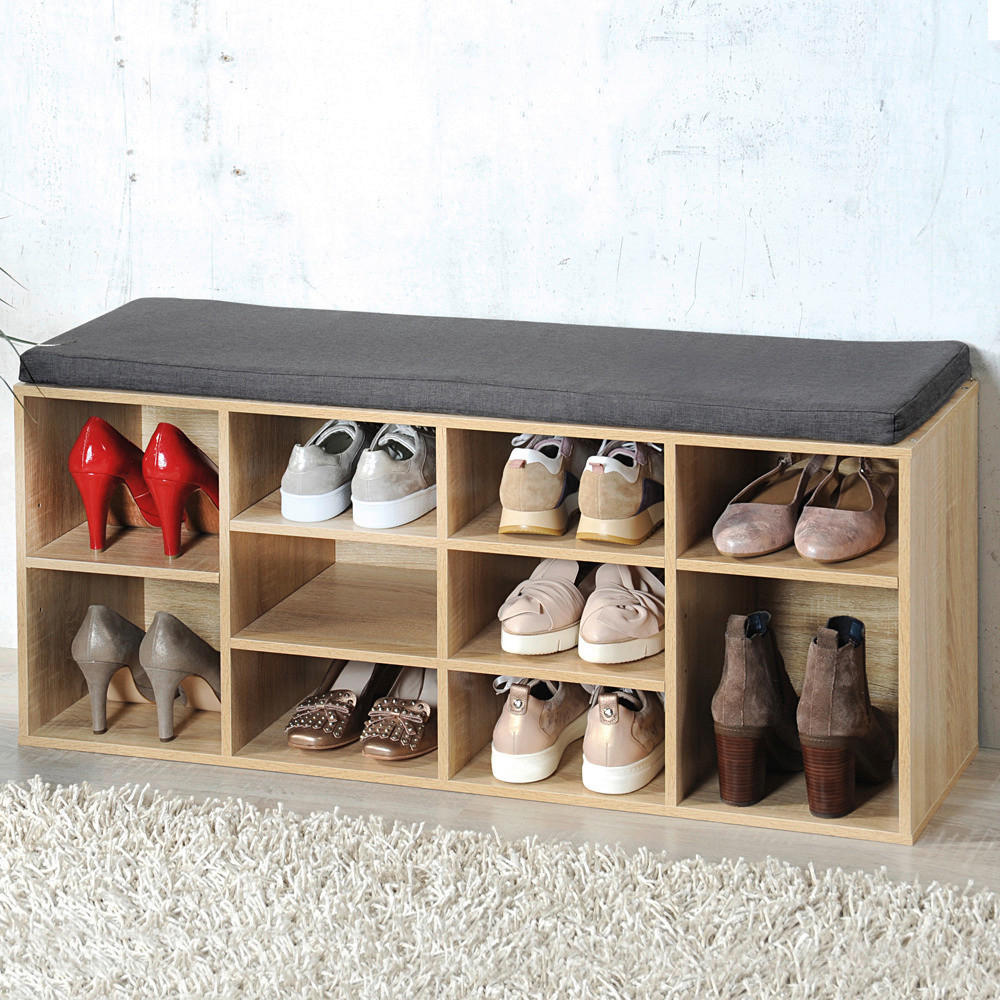 Kesper Schuhregal natur Spanplatte B/H/T: ca. 103,5x48x29,5 cm Schuhregal_mit_Sitzkissen - natur (103,50/48,00/29,50cm) - Kesper