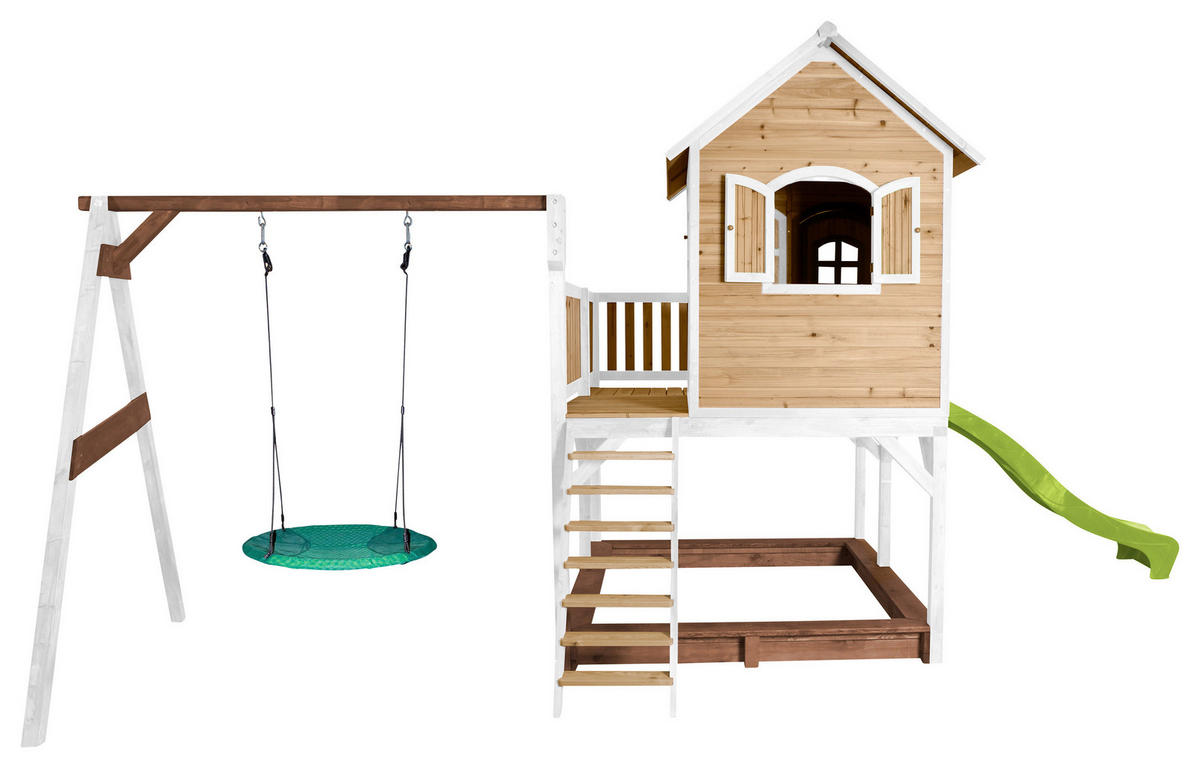 AXI Spielhaus Liam braun B/H/L: ca. 541x291x277 cm Liam - braun/weiß (277,00/541,00/291,00cm) - AXI
