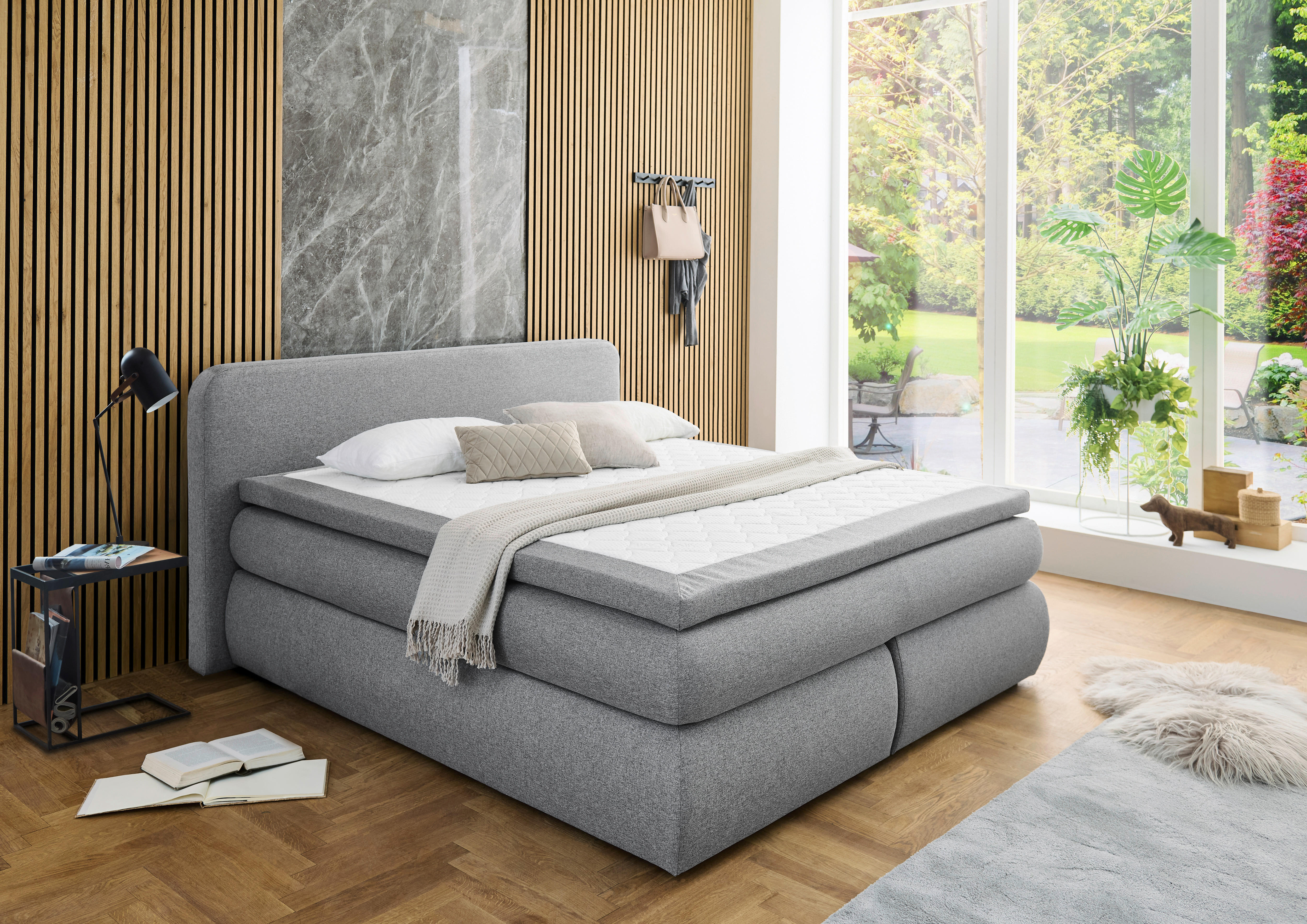 Boxspringbett Madeira Silbergrau Liegefläche B/L: ca. 180x200 cm Madeira - Silbergrau (200,00/104,00/212,00cm)