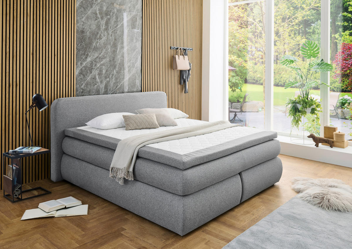 Boxspringbett Madeira Silbergrau Liegefläche B/L: ca. 180x200 cm Madeira - Silbergrau (200,00/104,00/212,00cm)