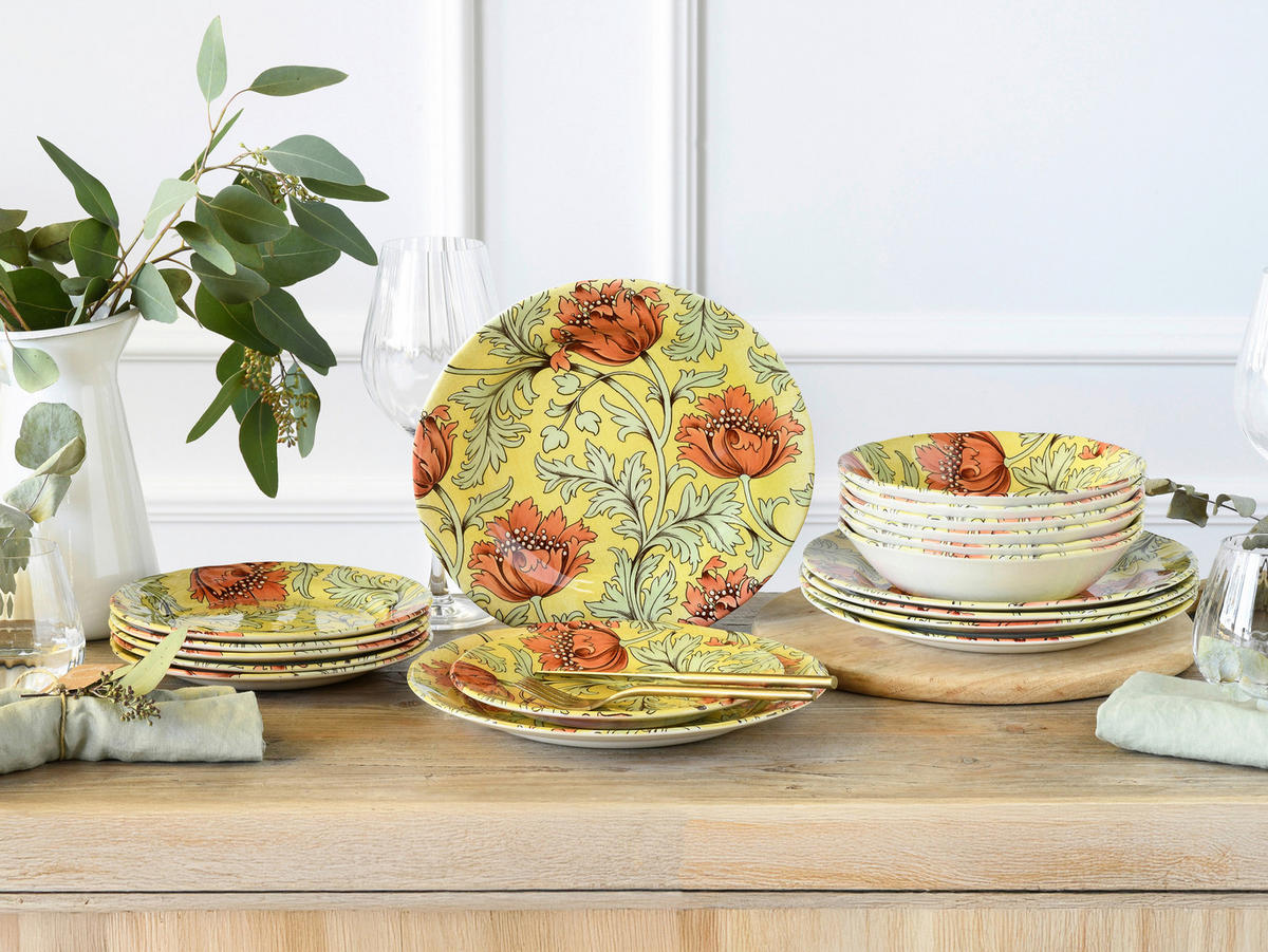 CreaTable Tafelservice Florentina gelb Steingut 18 tlg. Florentina - gelb (33,00/33,00/31,00cm) - CreaTable