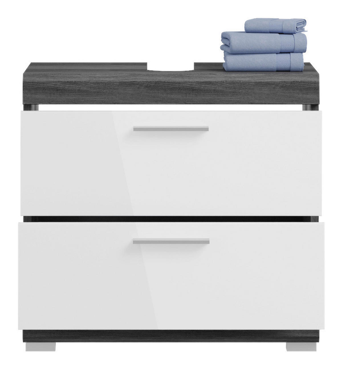 Waschbeckenunterschrank Scout Rauchsilber Nachbildung weiß Hochglanz B/H/T: ca. 60x56x34 cm Scout - weiß (60,00/56,00/34,00cm) - xonox.home