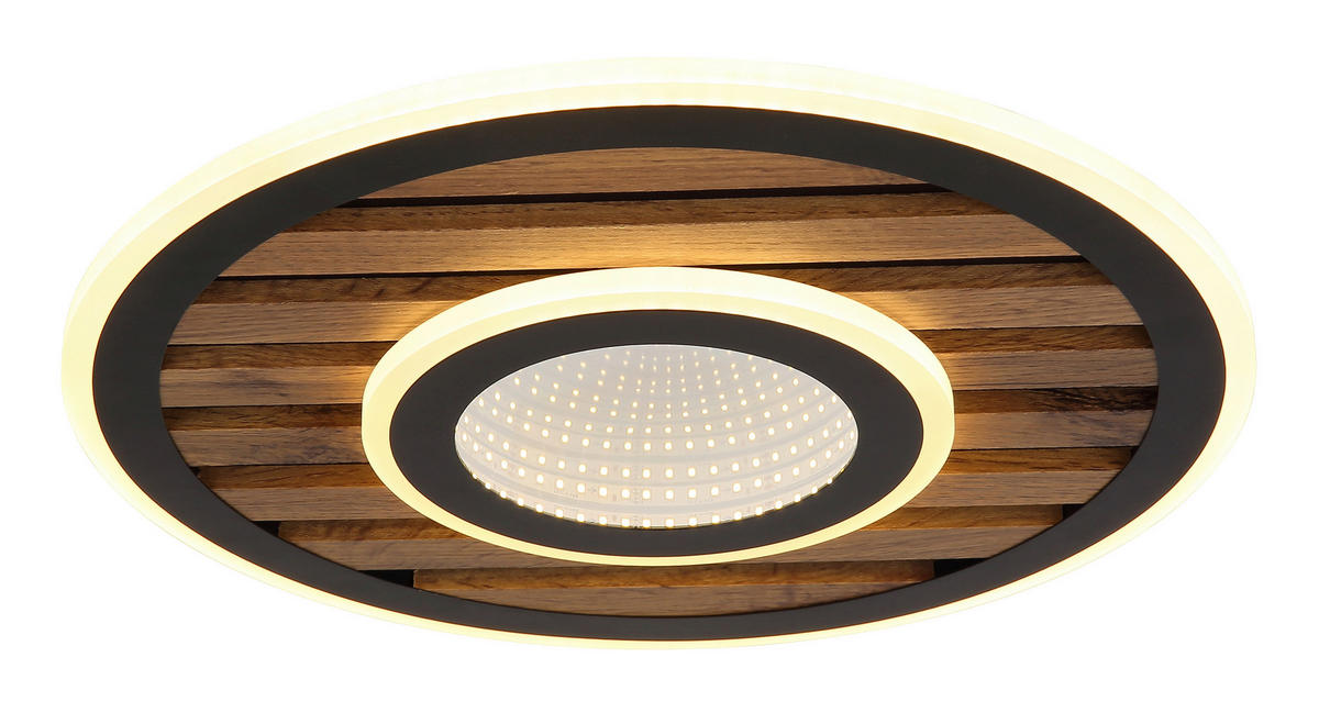 GLOBO Deckenleuchte Opal mattschwarz Metall MDF H/D: ca. 6x40 cm 1 Brennstellen Woody - Opal/mattschwarz (40,00/6,00cm) - GLOBO