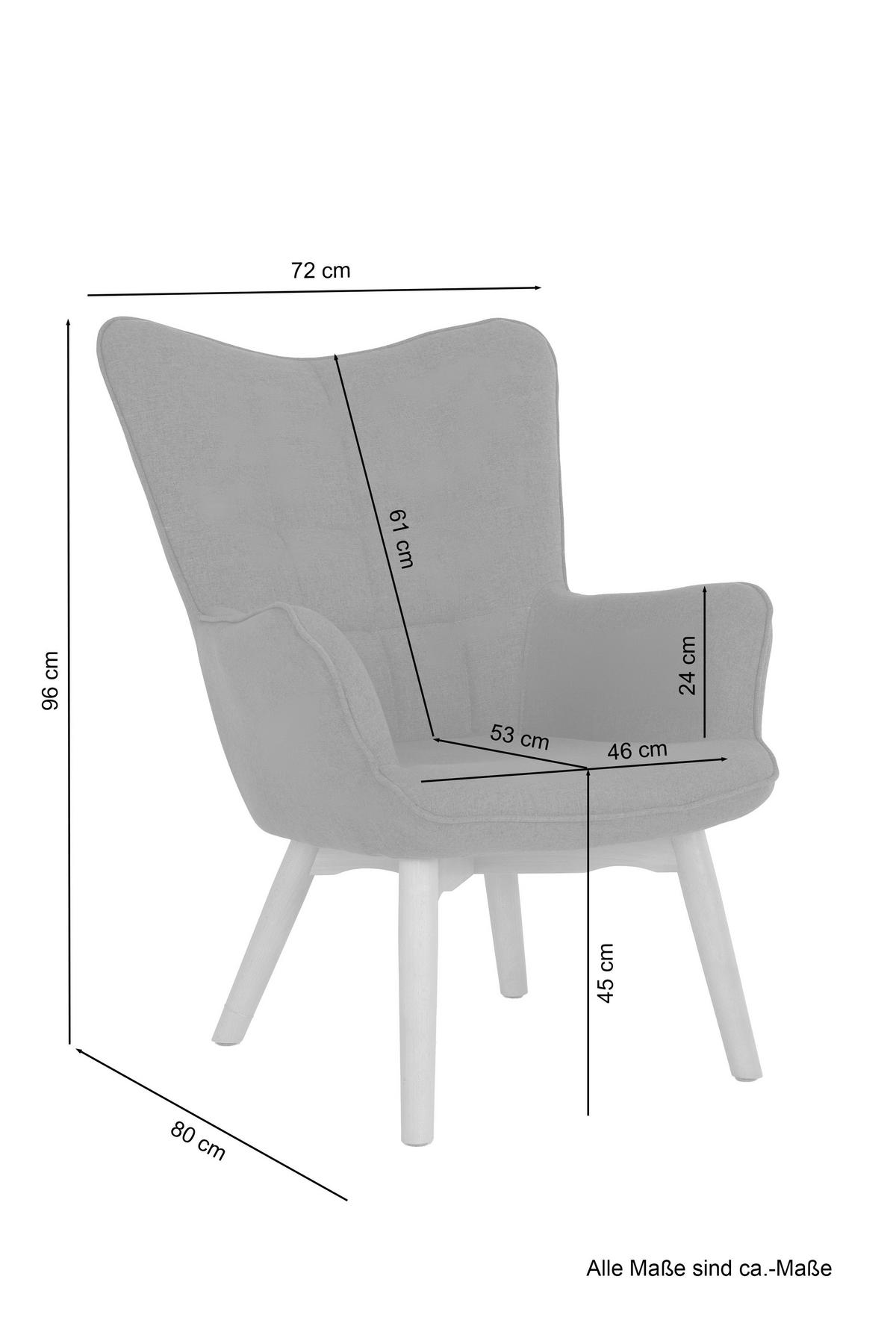 byLIVING Sessel ADAM grau natur Webstoff Buche B/H/T: ca. 72x96x80 cm ADAM - natur/grau (72,00/96,00/80,00cm) - byLIVING