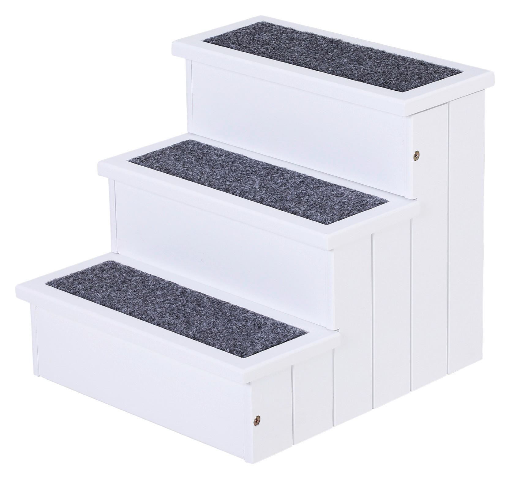 PawHut Haustiertreppe weiß Kiefer B/H/L: ca. 45x38x41 cm Haustiertreppe - weiß (41,00/45,00/38,00cm) - PawHut