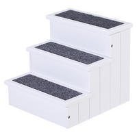 PawHut Haustiertreppe weiß Kiefer B/H/L: ca. 45x38x41 cm Haustiertreppe - weiß (41,00/45,00/38,00cm) - PawHut