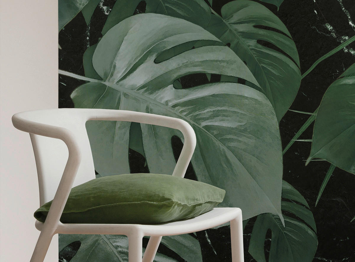 Komar Fototapete Monstera on Marble B/L: ca. 200x250 cm Monstera on Marble - (200,00/250,00cm) - Komar
