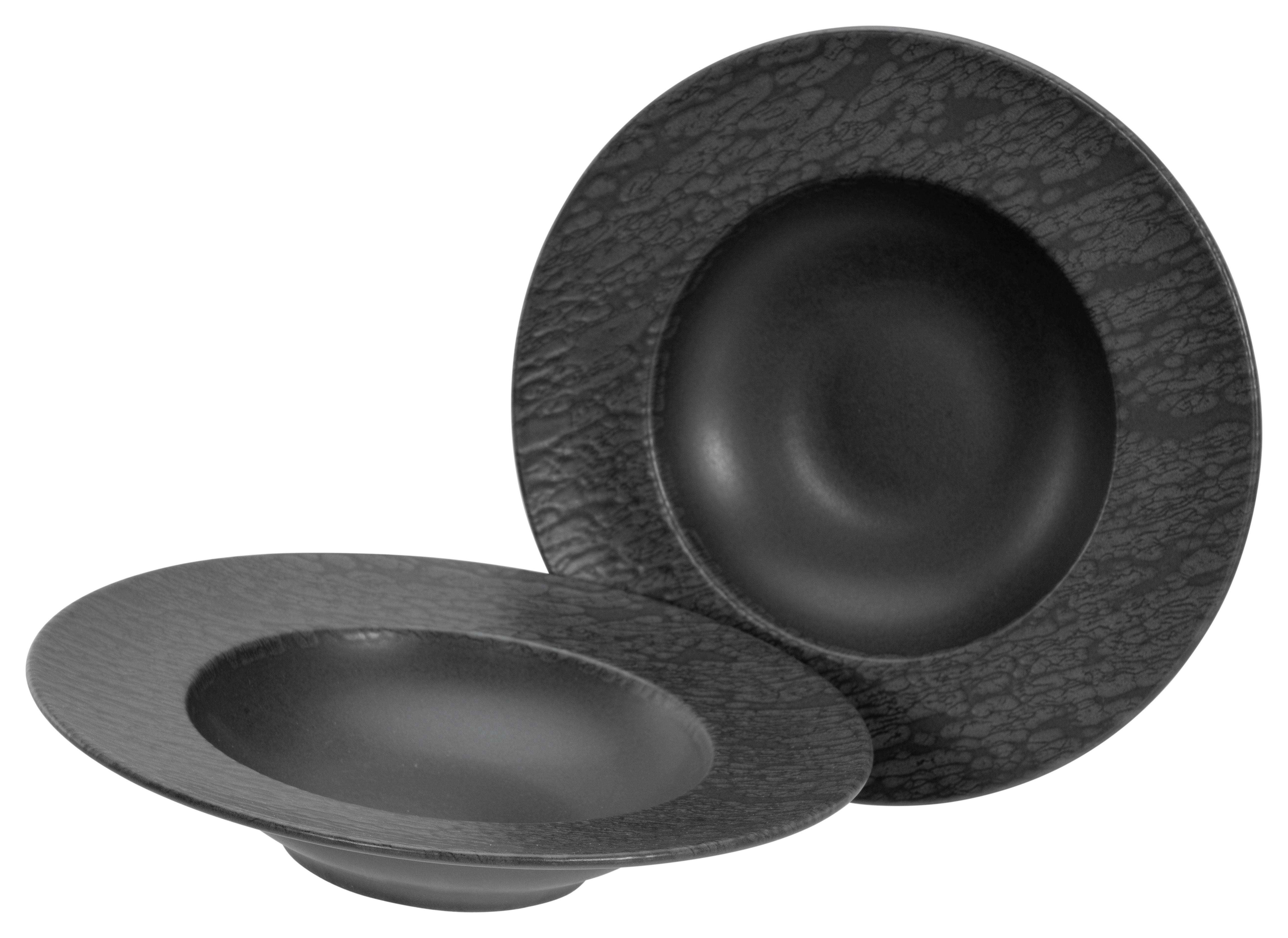 CreaTable Pastateller-Set Schiefer schwarz Steinzeug H/D: ca. 6x27 cm Schiefer - schwarz (27,00/6,00cm) - CreaTable