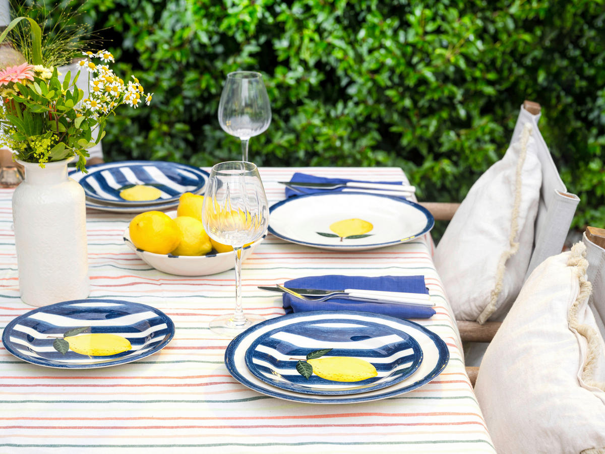 CreaTable Kombiservice Summer Stripes bunt Steingut 16 tlg. Summer Stripes - bunt - CreaTable