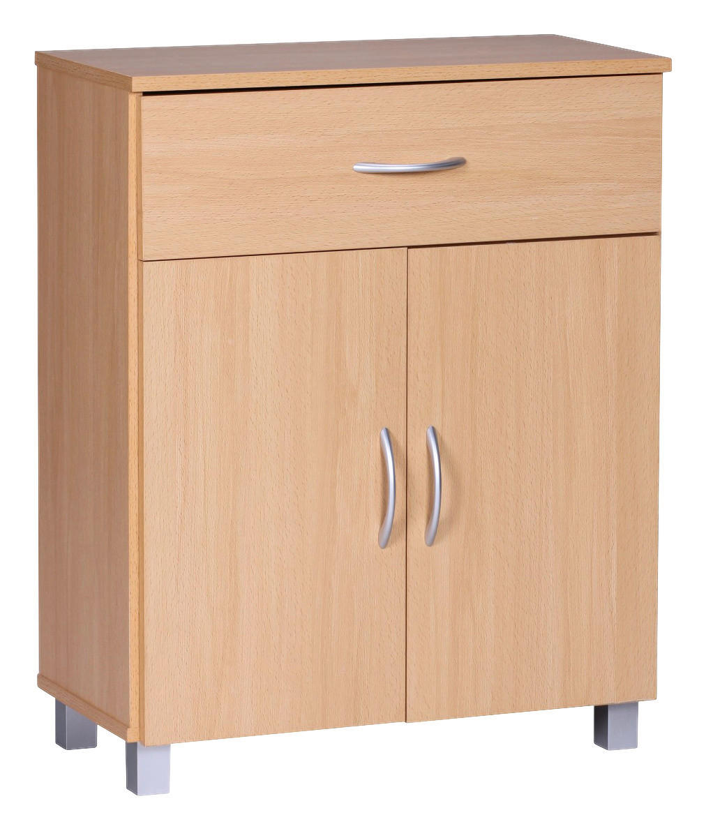 Sideboard buche Nachbildung silber B/H/T: ca. 60x75x30 cm Sideboard - buche/silber (60,00/75,00/30,00cm) - Wohnling