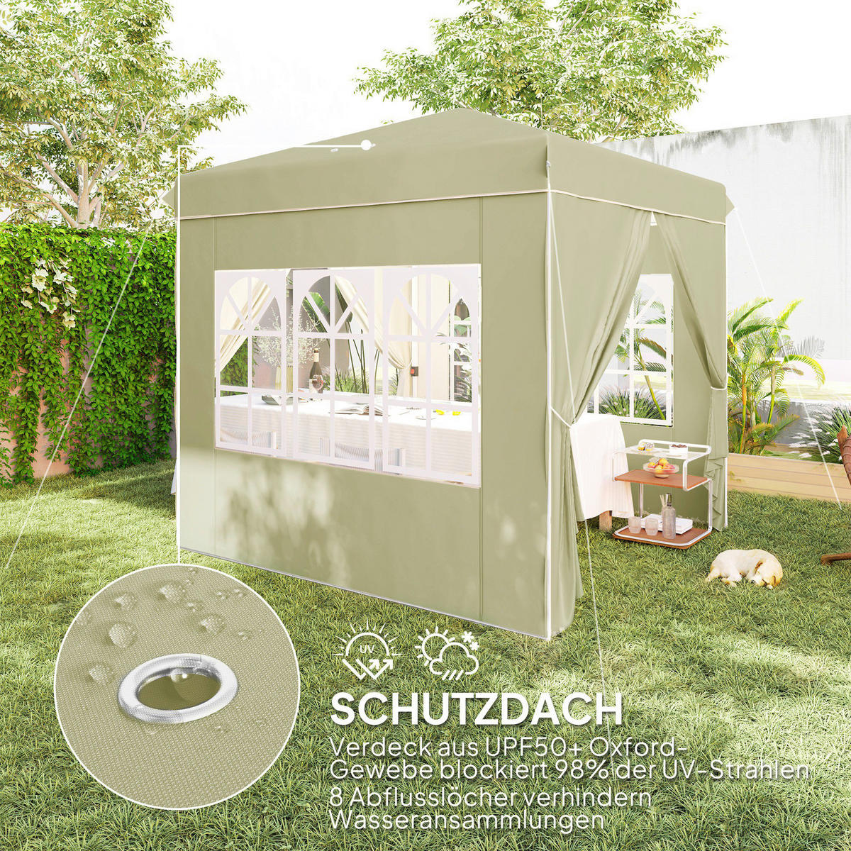 Outsunny Pavillon cremeweiß Metall B/H/L: ca. 248x270x248 cm Pavillon - cremeweiß (248,00/248,00/270,00cm) - Outsunny
