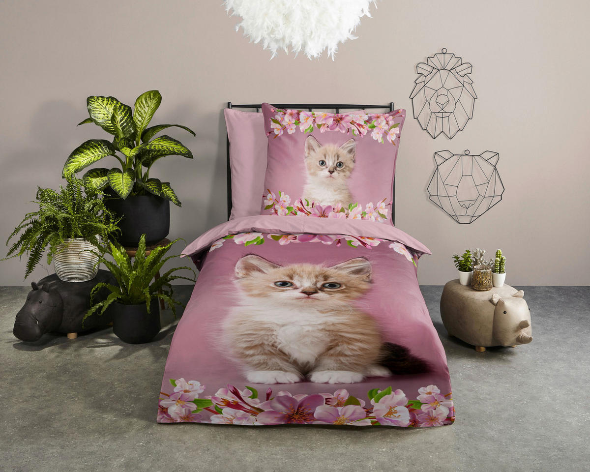 Bettwäsche Look pink Baumwolle B/L: ca. 135x200 cm Look - pink (135,00/200,00cm) - Good Morning