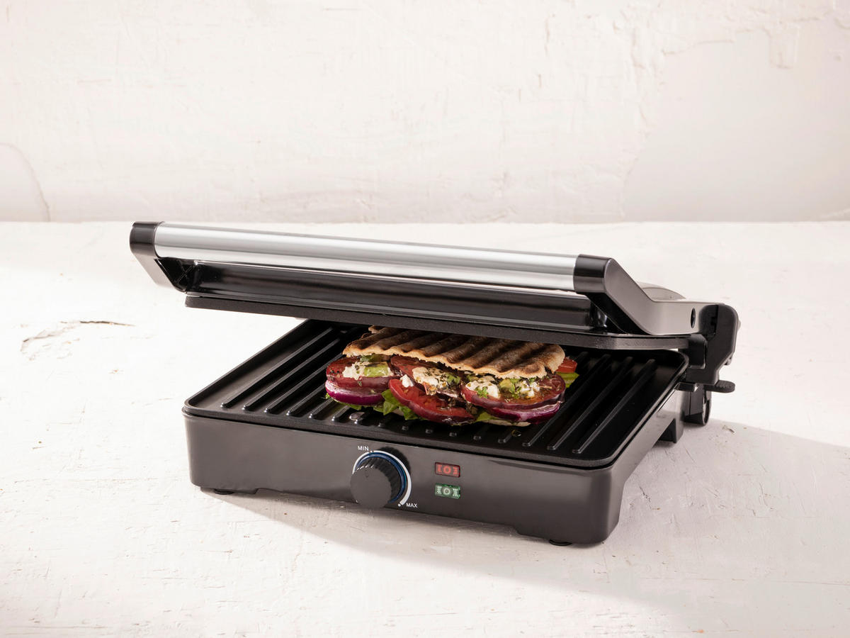 BERGNER Kontaktgrill silber B/H/L: ca. 15x37x38 cm EL BOHIO - schwarz/silber (38,00/15,00/37,00cm) - BERGNER