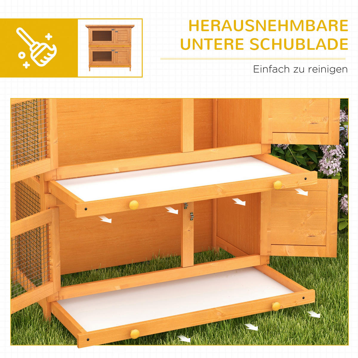 PawHut Kleintierstall grün Holz B/H/L: ca. 45x90x90 cm Kleintierstall - gelb/grün (90,00/45,00/90,00cm) - PawHut