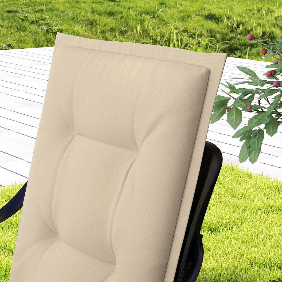 Outsunny Sitzkissen 4er Set beige Polyester B/H/L: ca. 50x5x108 cm Sitzkissen 4er Set - beige (108,00/50,00/5,00cm) - Outsunny