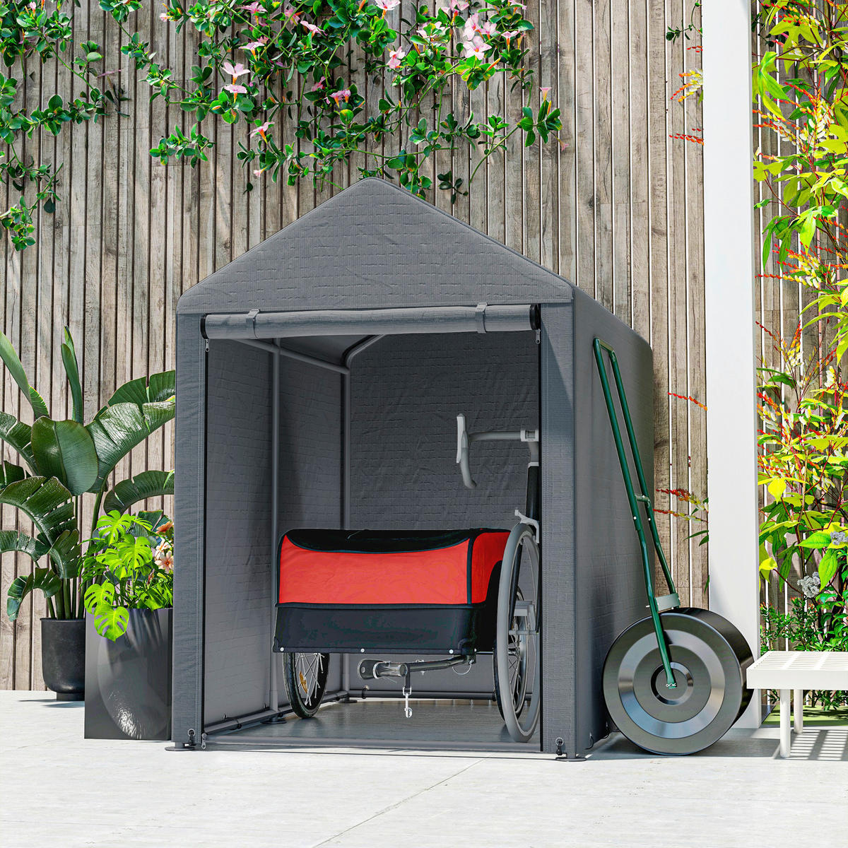 Outsunny Garagenzelt dunkelgrau Polyester B/H/L: ca. 179x165x120 cm Garagenzelt - dunkelgrau (120,00/179,00/165,00cm) - Outsunny
