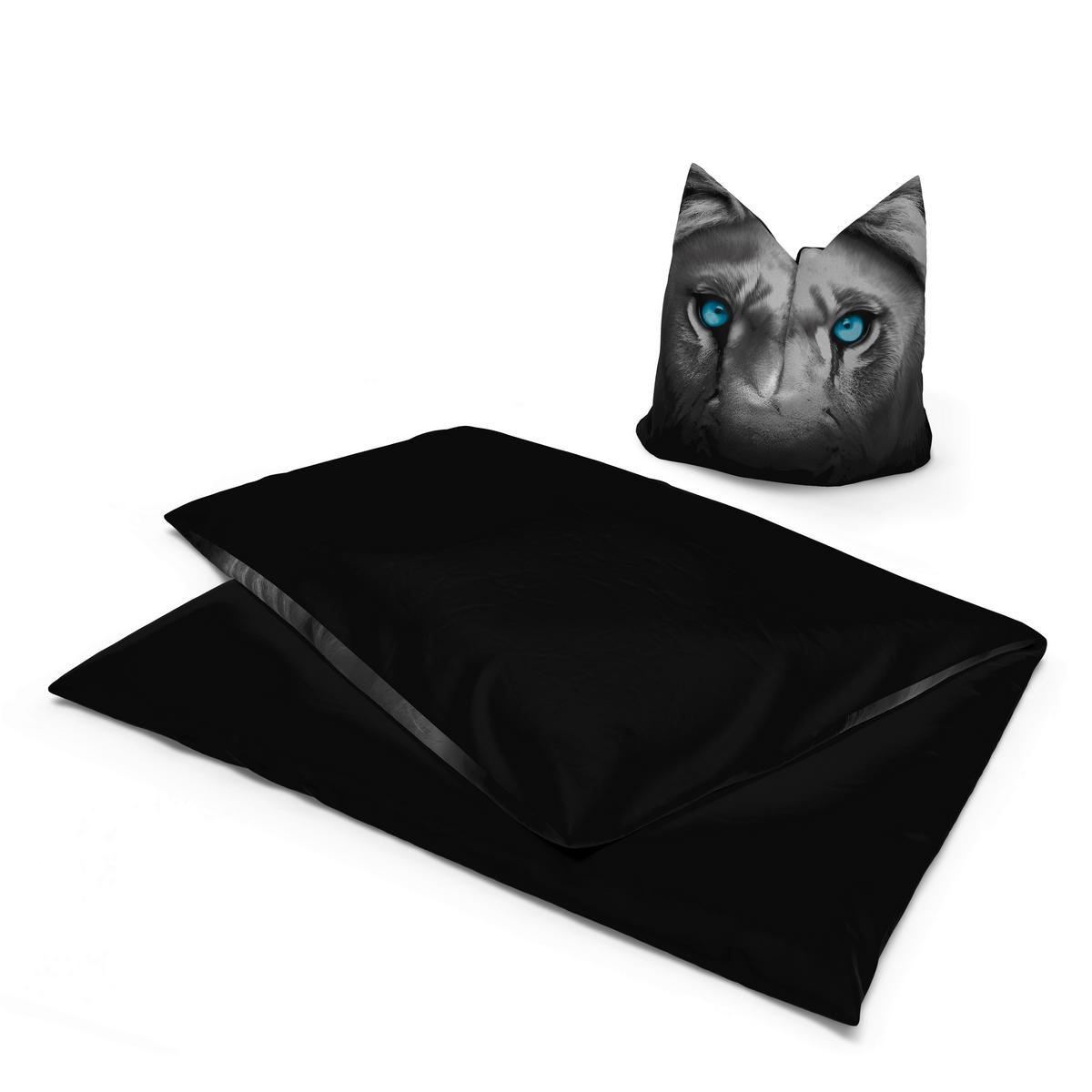 Microfaser Bettwäsche Wendebettwäsche_Microfaser_Lion - schwarz/silber (135,00/200,00cm) - beau rêve
