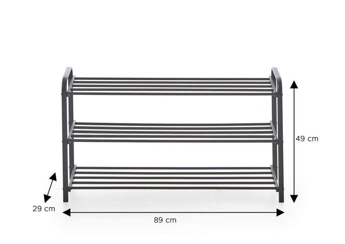 Schuhregal schwarz B/H/T: ca. 89x49x29 cm KLEINMÖBEL Schuhregal - schwarz (89,00/49,00/29,00cm) - xonox.home