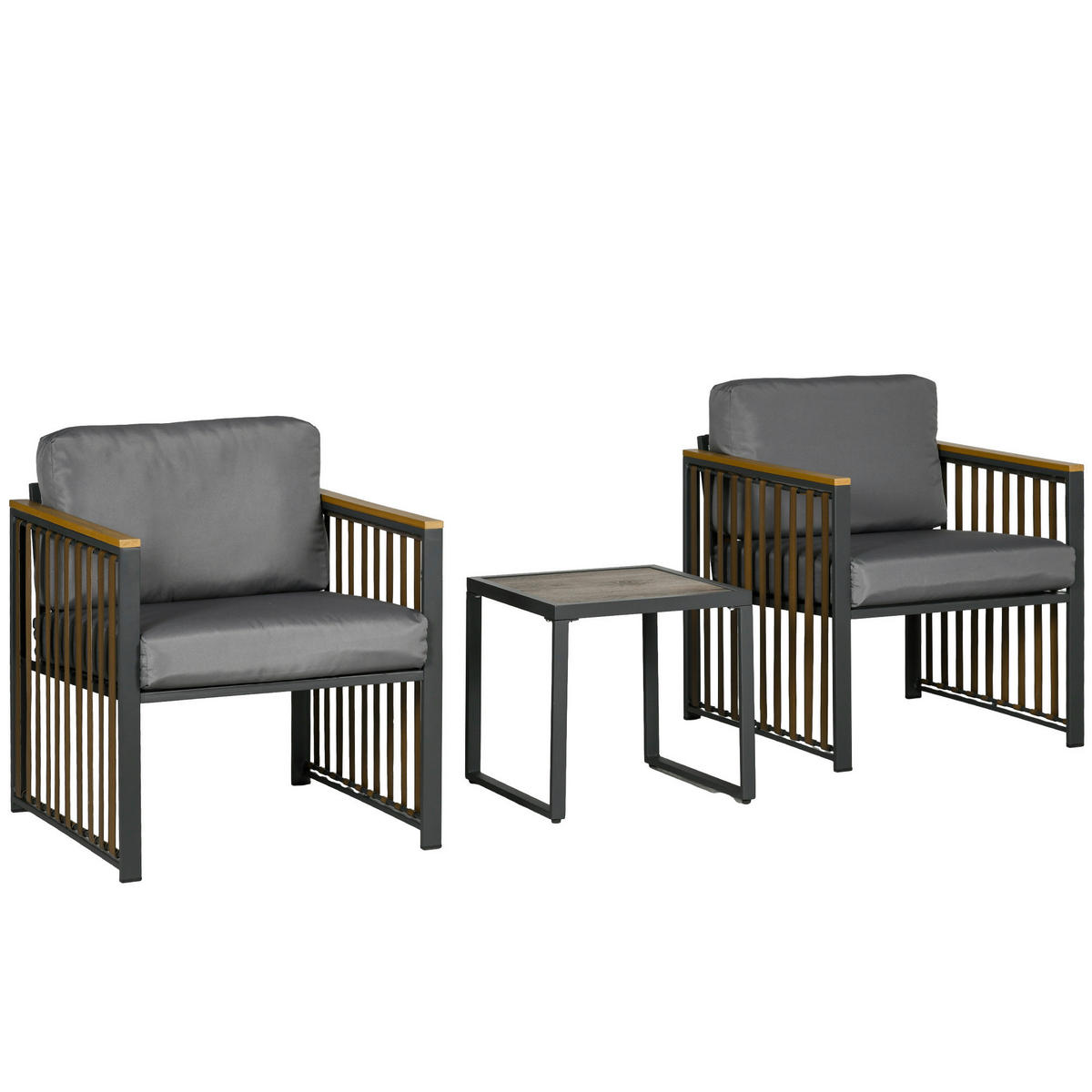 Outsunny Sitzgruppe grau Polyrattan B/H/L: ca. 68x66x68 cm Rattan-Gartenmöbelset - braun/grau (68,00/68,00/66,00cm) - Outsunny