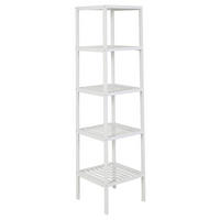 Bambusregal weiß Bambus B/H/T: ca. 36x145x36 cm Holzregal 5 Böden weiß - weiß (36,00/145,00/36,00cm) - Axentia
