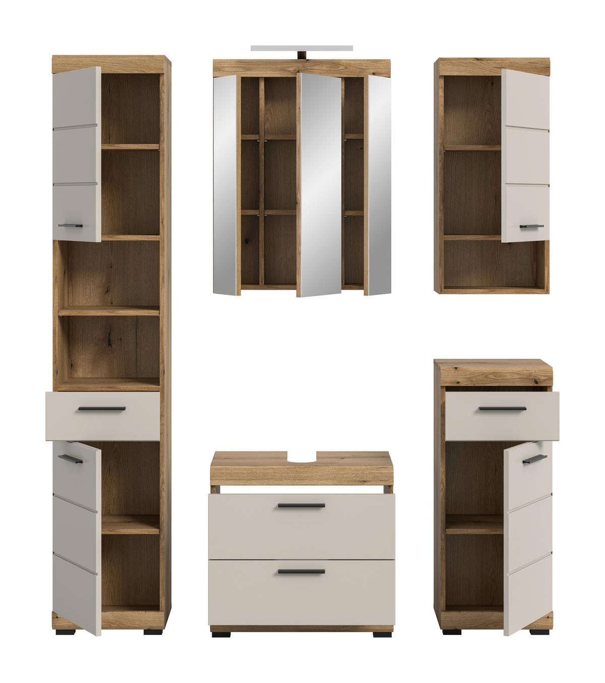 Badezimmer-Set Scout Evoke Oak Nachbildung Kaschmirgrau Nachbildung B/H/T: ca. 164x191x34 cm Scout - Kaschmirgrau (164,00/191,00/34,00cm) - xonox.home