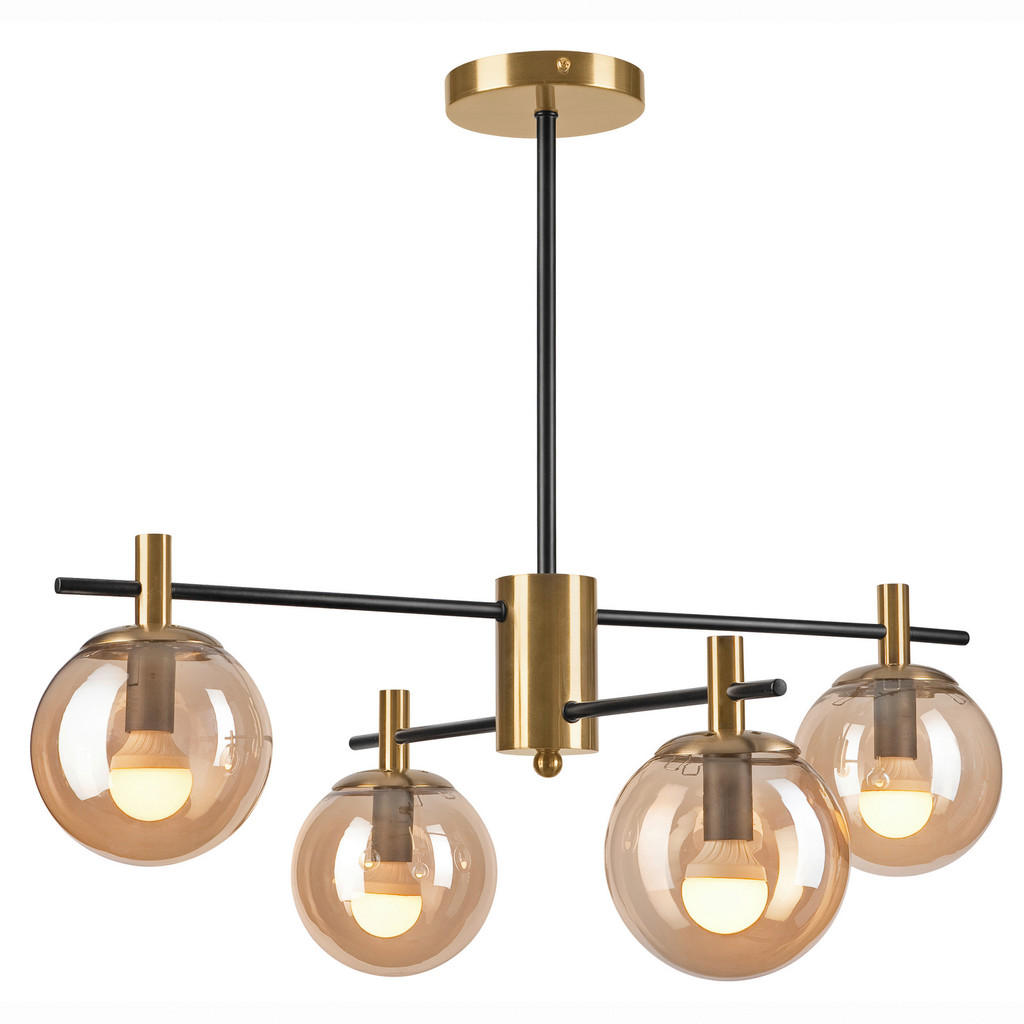 Thumbnail - Lamkur Deckenleuchte gold Stahl Glas B/H/L: ca. 51x53x51 cm E14 6 Brennstellen