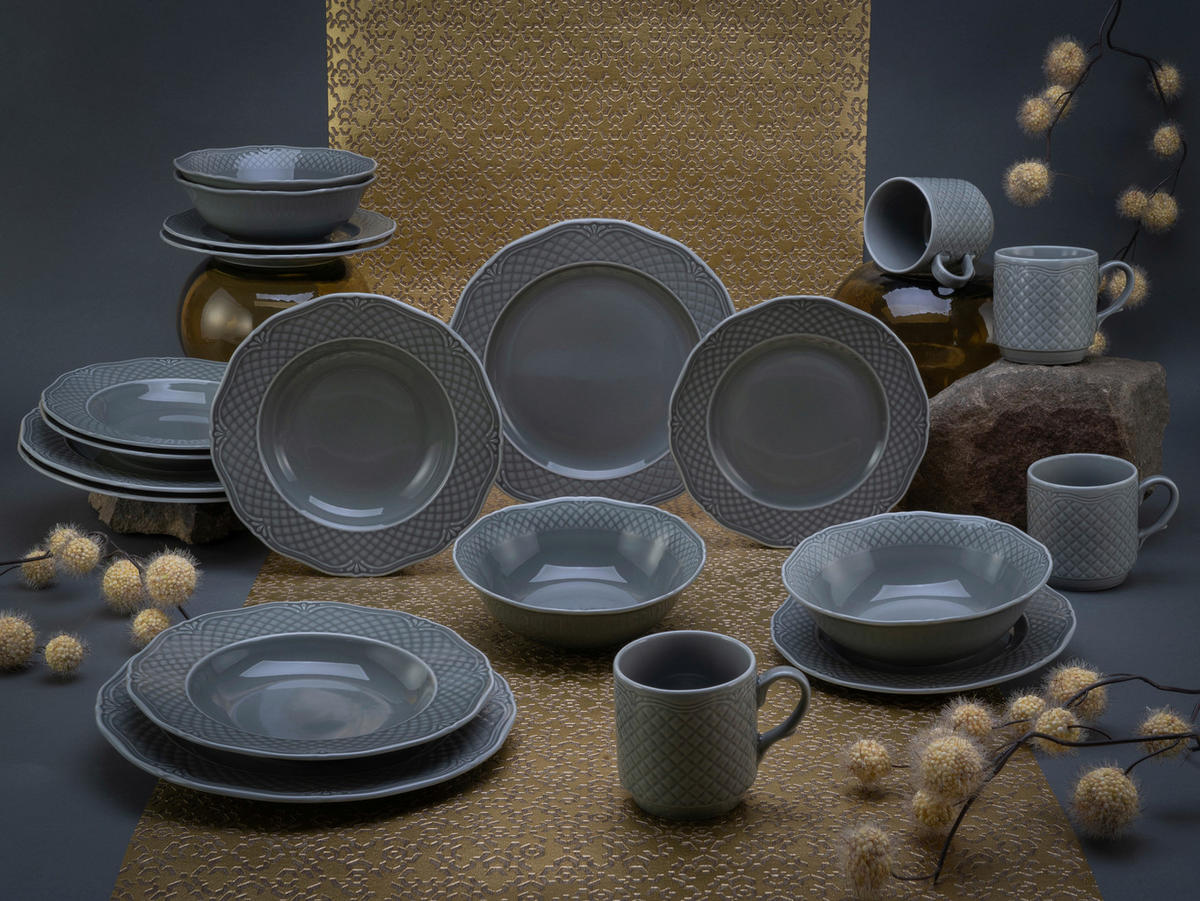 CreaTable Kombiservice Arianne grau Porzellan 20 tlg. Arianne - grau - CreaTable