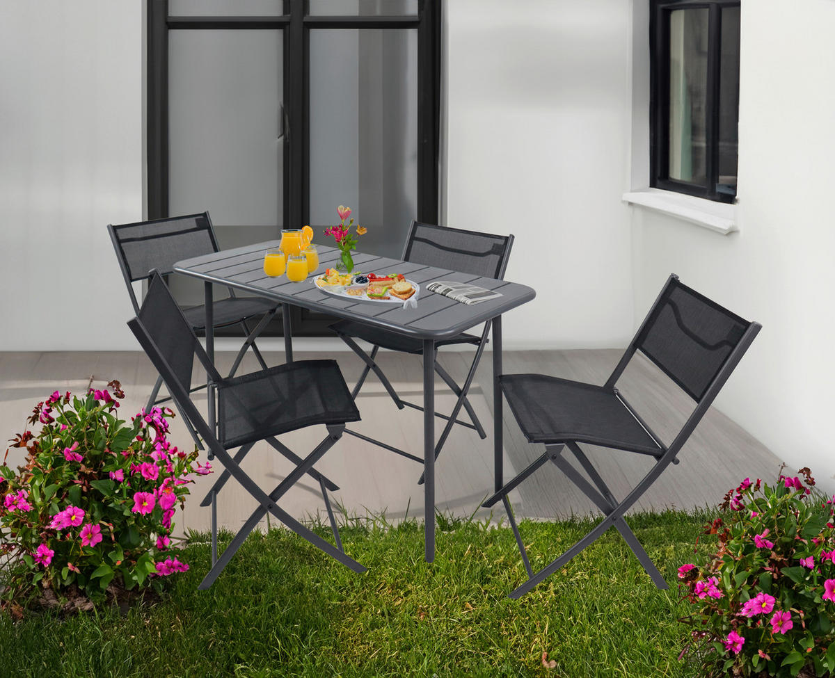 VCM Gartenstuhl 4er Set Sumila schwarz Metall B/H/L: ca. 45x79x46 cm Sumila - schwarz (46,00/45,00/79,00cm) - VCM
