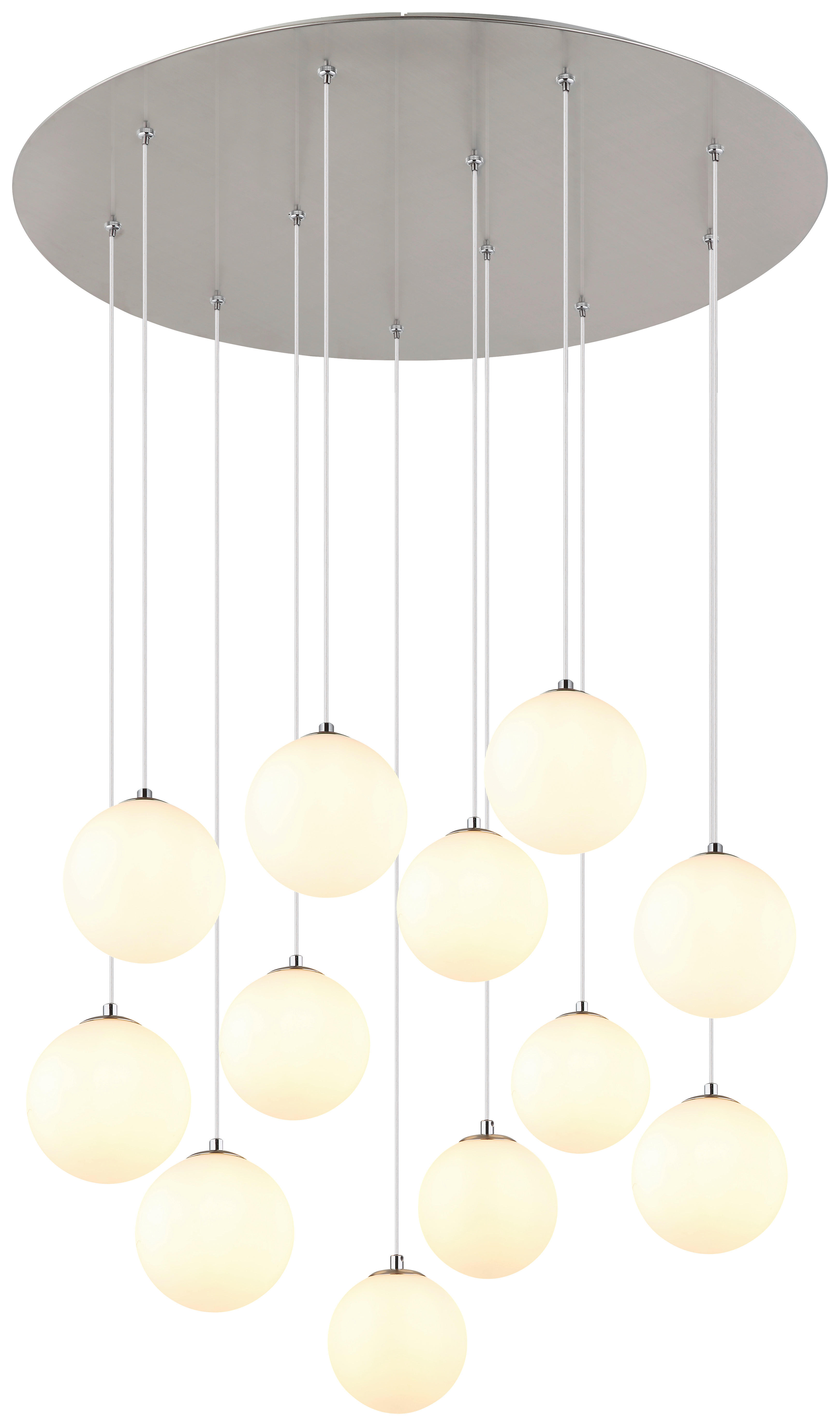 GLOBO Deckenleuchte Opal nickel matt schwarz Glas Metall Kunststoff H/D: ca. 120x75 cm G9 12 Brennstellen RIHA - nickel matt/schwarz (75,00/120,00cm) - GLOBO
