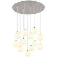 GLOBO Deckenleuchte Opal nickel matt schwarz Glas Metall Kunststoff H/D: ca. 120x75 cm G9 12 Brennstellen RIHA - nickel matt/schwarz (75,00/120,00cm) - GLOBO