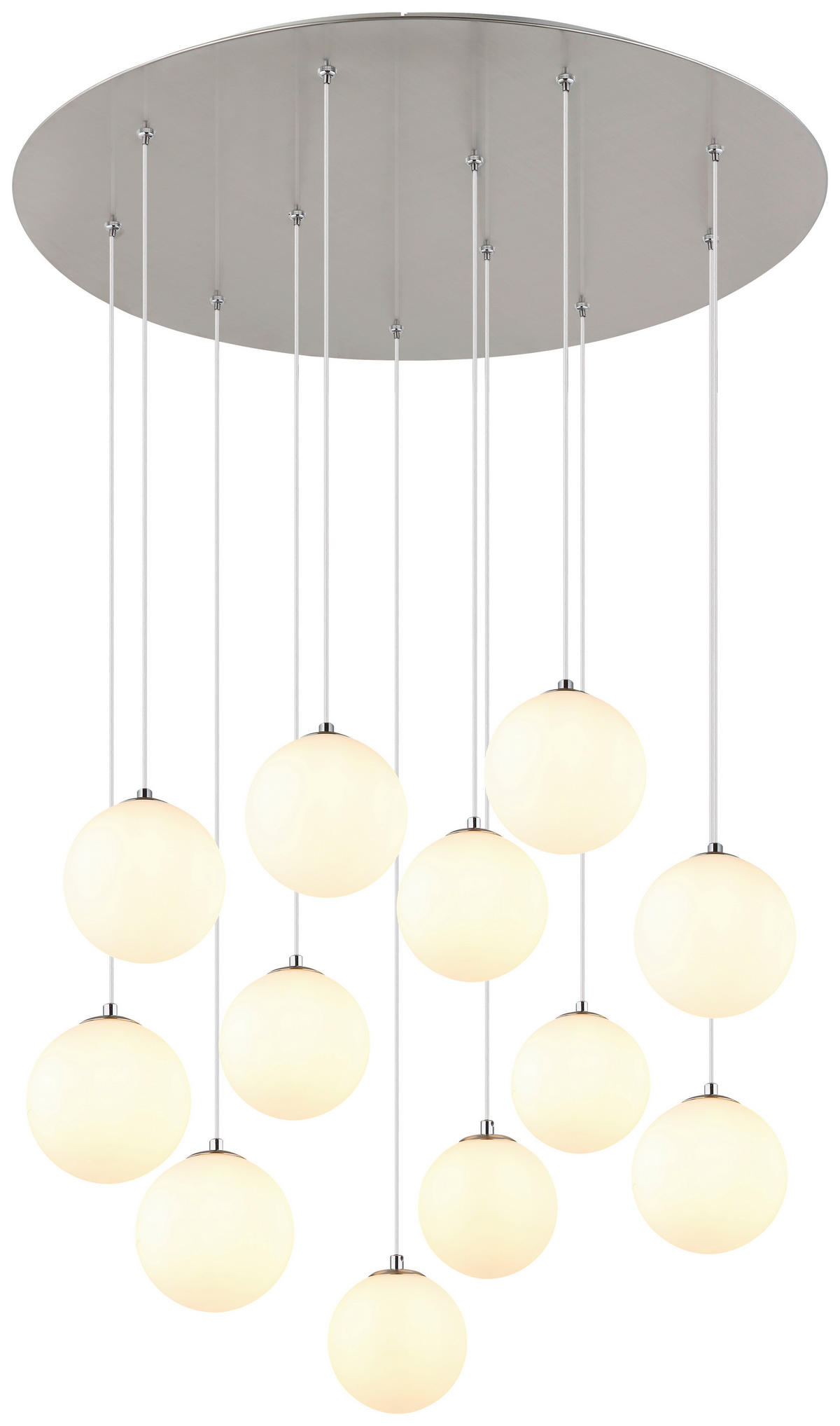 GLOBO Deckenleuchte Opal nickel matt schwarz Glas Metall Kunststoff H/D: ca. 120x75 cm G9 12 Brennstellen RIHA - nickel matt/schwarz (75,00/120,00cm) - GLOBO