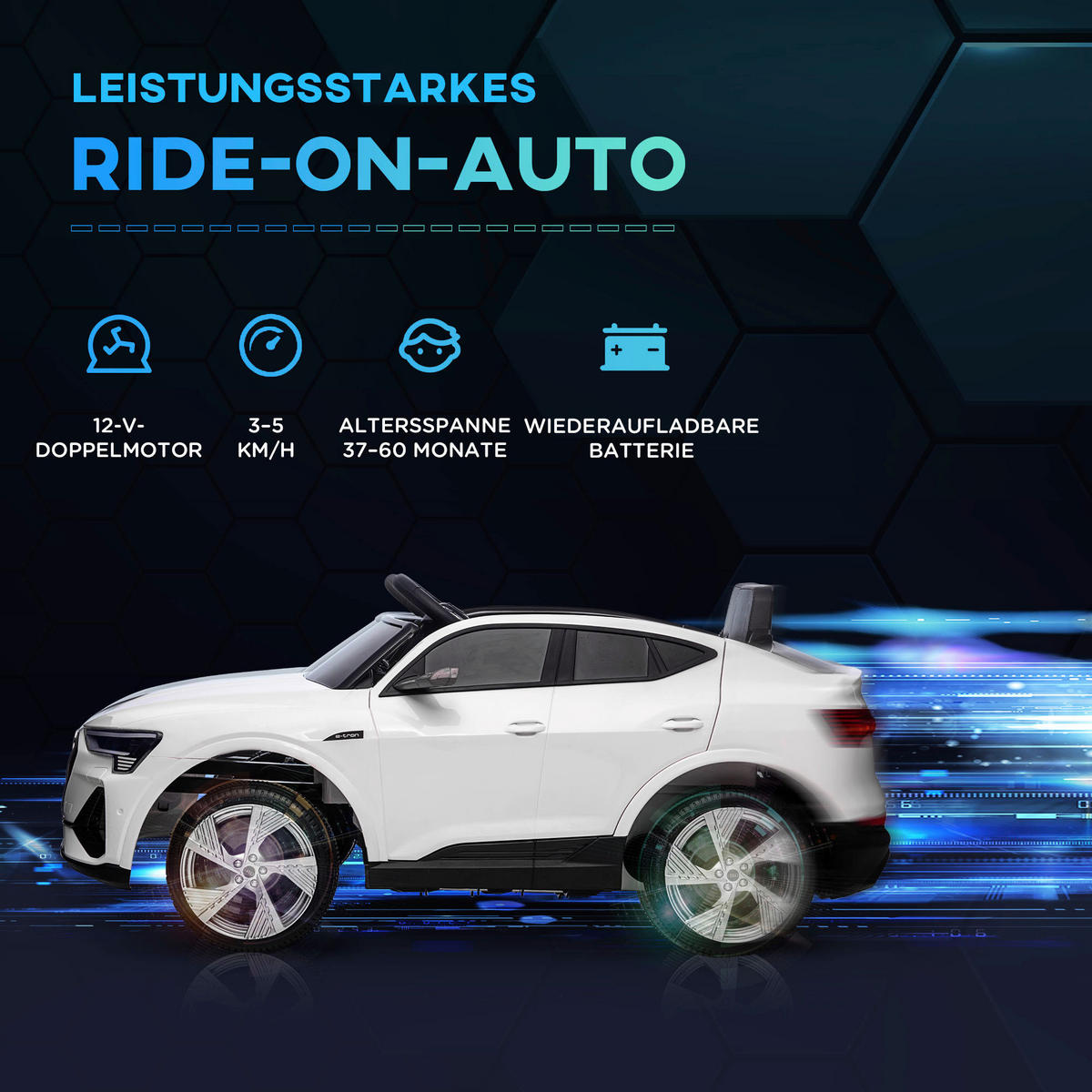 HOMCOM Kinder-Elektroauto weiß B/H/L: ca. 60x47x108 cm Kinder Elektroauto - weiß (108,00/60,00/47,00cm) - HOMCOM