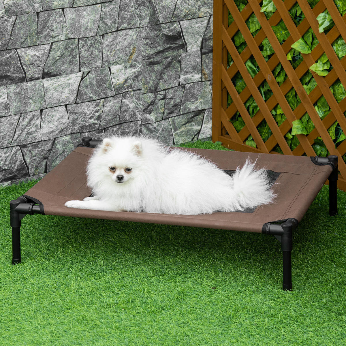 PawHut Hunde-Zubehör braun Polypropylen B/H/L: ca. 61x76x18 cm Hundebett - braun (18,00/61,00/76,00cm) - PawHut
