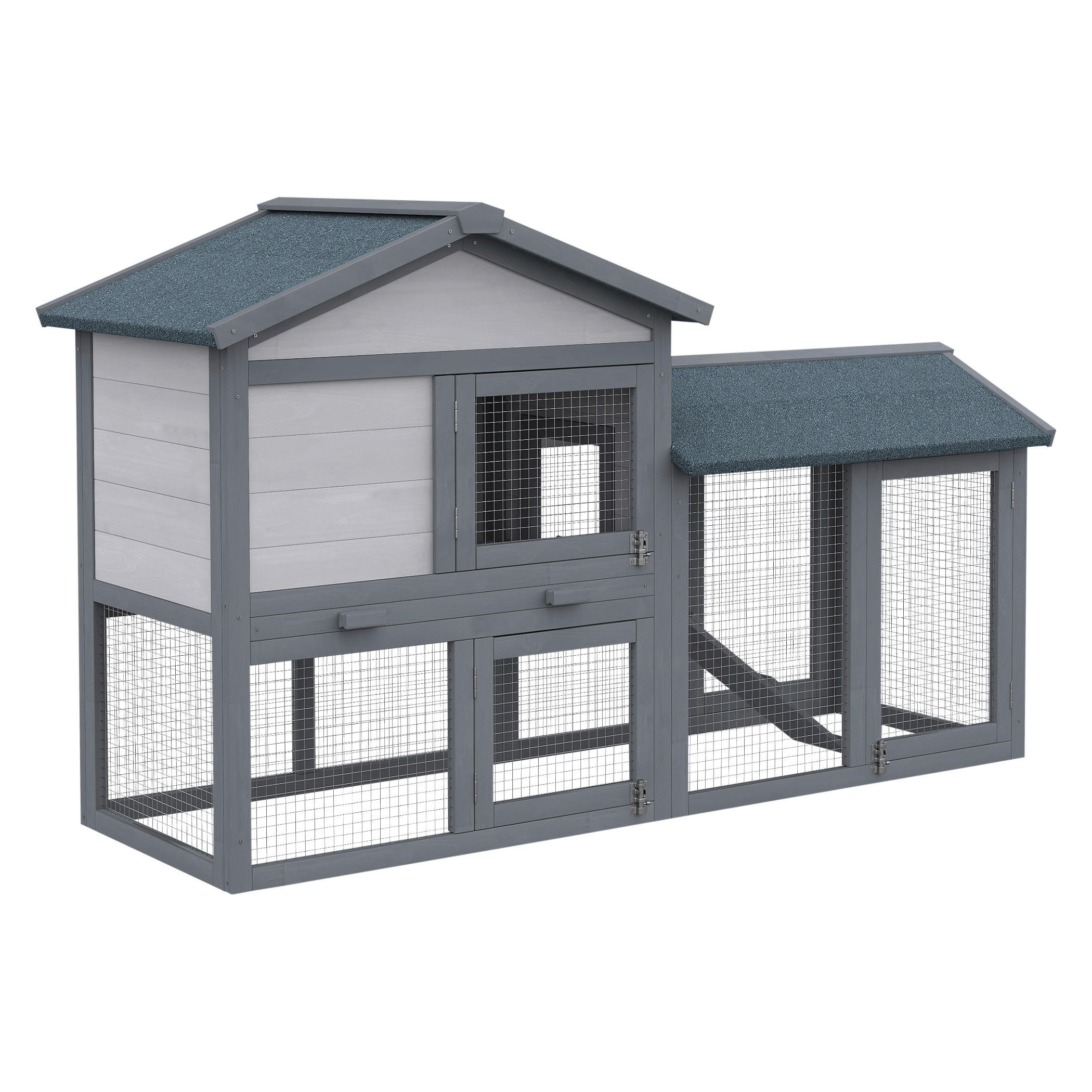 PawHut Kleintierstall grau Holz B/H/L: ca. 54x84x147 cm Kleintierstall - grau (147,00/54,00/84,00cm) - PawHut