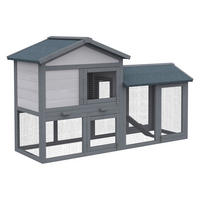 PawHut Kleintierstall grau Holz B/H/L: ca. 54x84x147 cm Kleintierstall - grau (147,00/54,00/84,00cm) - PawHut