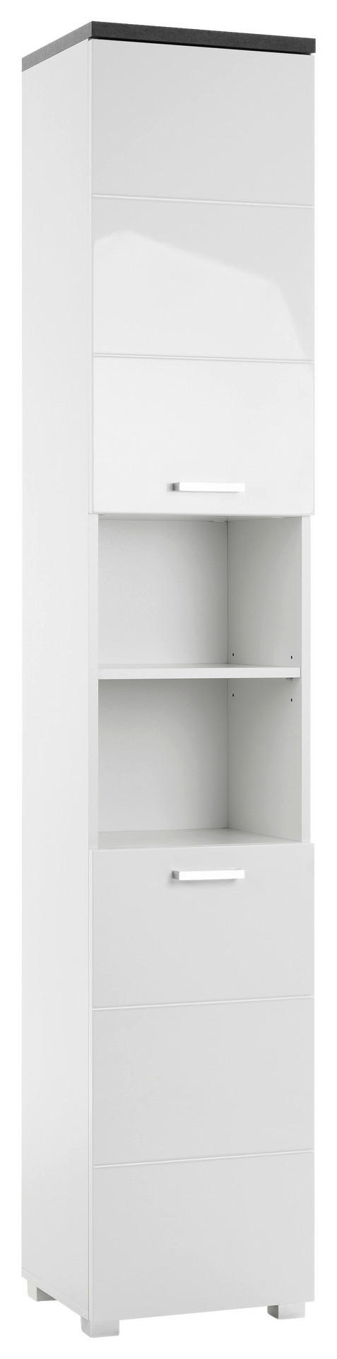 Badhochschrank Praya Dark Concret Nachbildung weiß Hochglanz B/H/T: ca. 36x190x32 cm Praya - weiß (36,00/190,00/32,00cm)