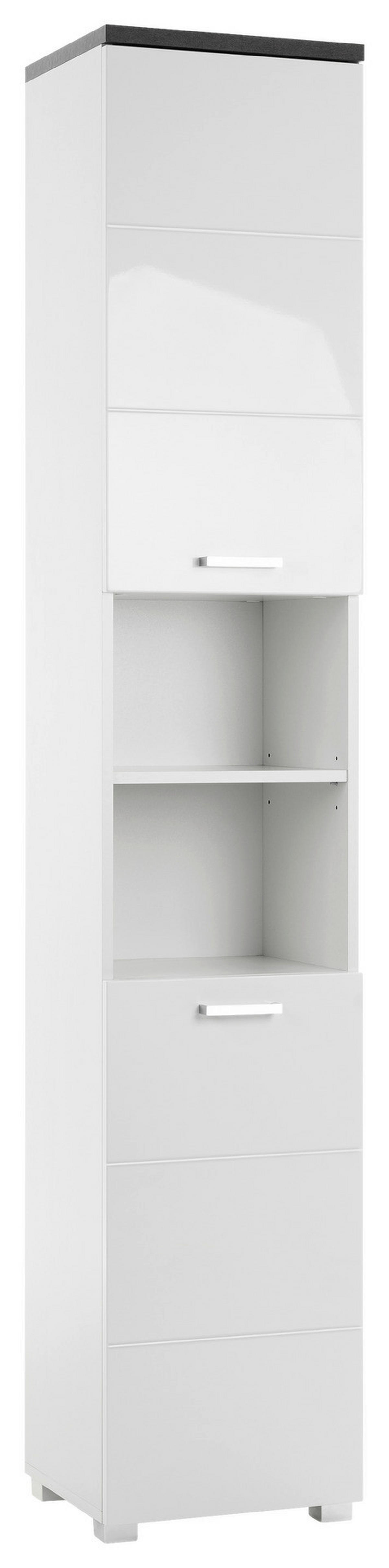 Badhochschrank Praya Dark Concret Nachbildung weiß Hochglanz B/H/T: ca. 36x190x32 cm Praya - weiß (36,00/190,00/32,00cm)