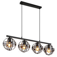 GLOBO Pendelleuchte schwarz Metall B/H/T: ca. 20x120x95 cm E27 4 Brennstellen TAMARA - schwarz (20,00/120,00/95,00cm) - GLOBO