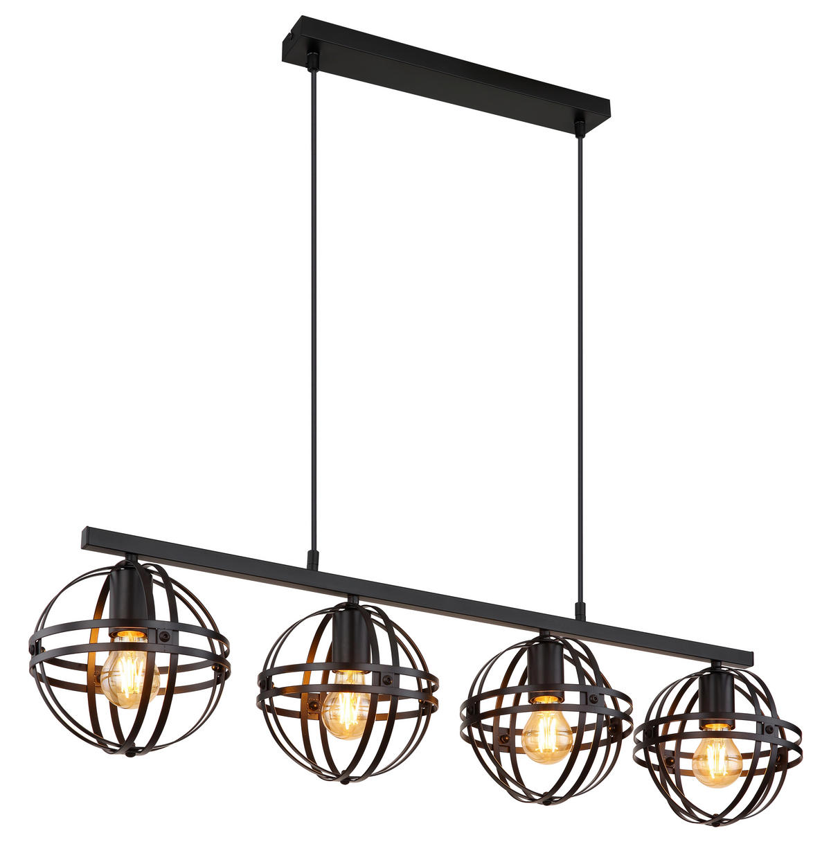 GLOBO Pendelleuchte schwarz Metall B/H/T: ca. 20x120x95 cm E27 4 Brennstellen TAMARA - schwarz (20,00/120,00/95,00cm) - GLOBO