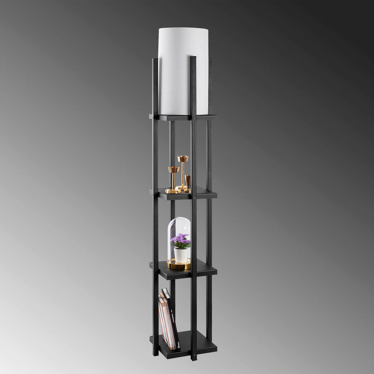 Opviq Stehleuchte schwarz Metall B/H/T/L/D: ca. 25x130x25x25x25 cm E27 1 Brennstellen Stehleuchte_7111 - schwarz (25,00/25,00/130,00cm) - Opviq