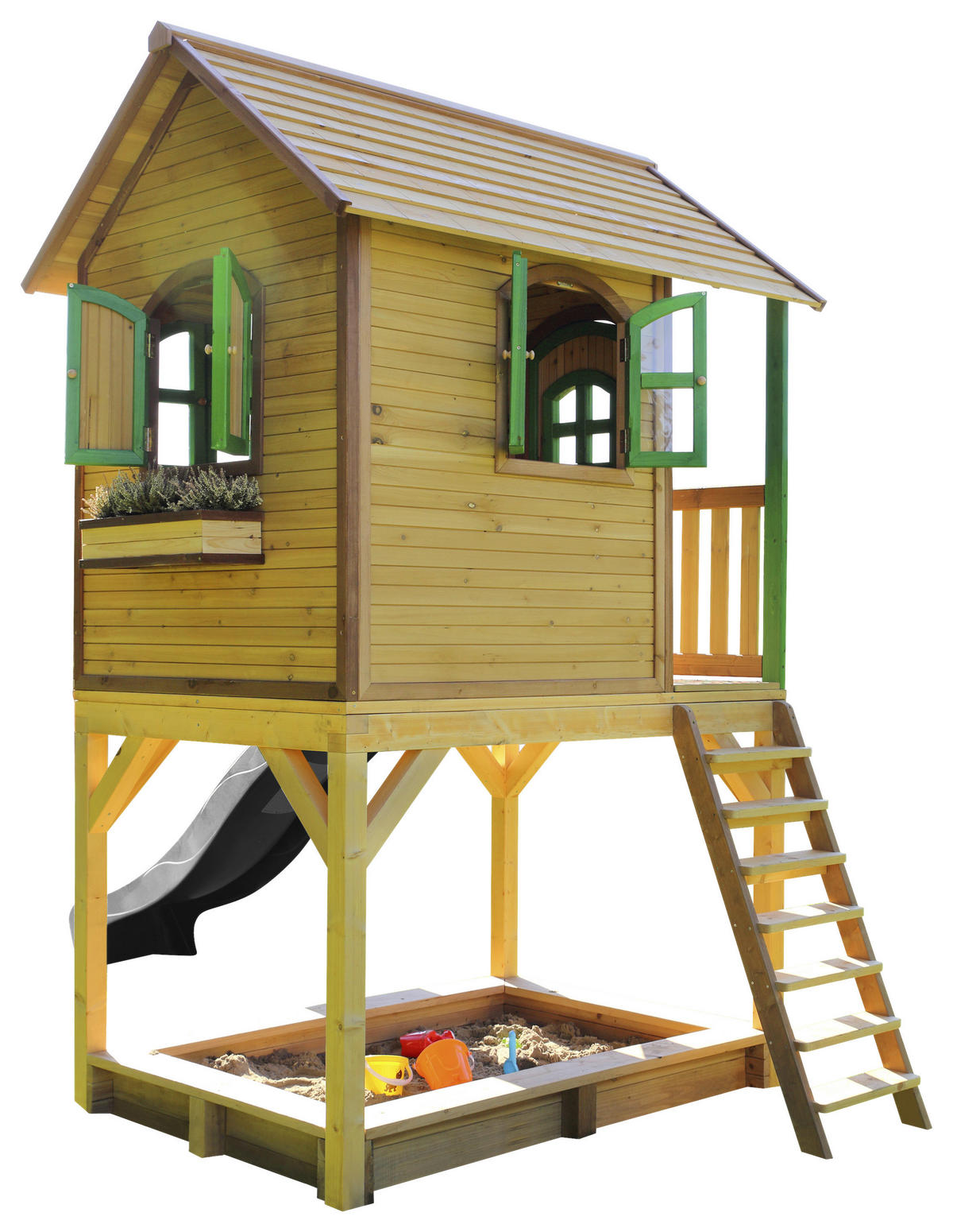 AXI Spielhaus Sarah braun B/H/L: ca. 370x291x191 cm Sarah - braun/grün (191,00/370,00/291,00cm) - AXI