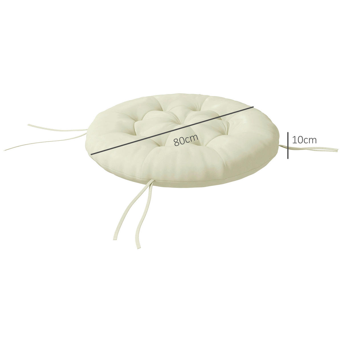 Outsunny Sitzkissen beige Polyester B/H/L: ca. 80x10x80 cm Sitzkissen - beige (80,00/80,00/10,00cm) - Outsunny