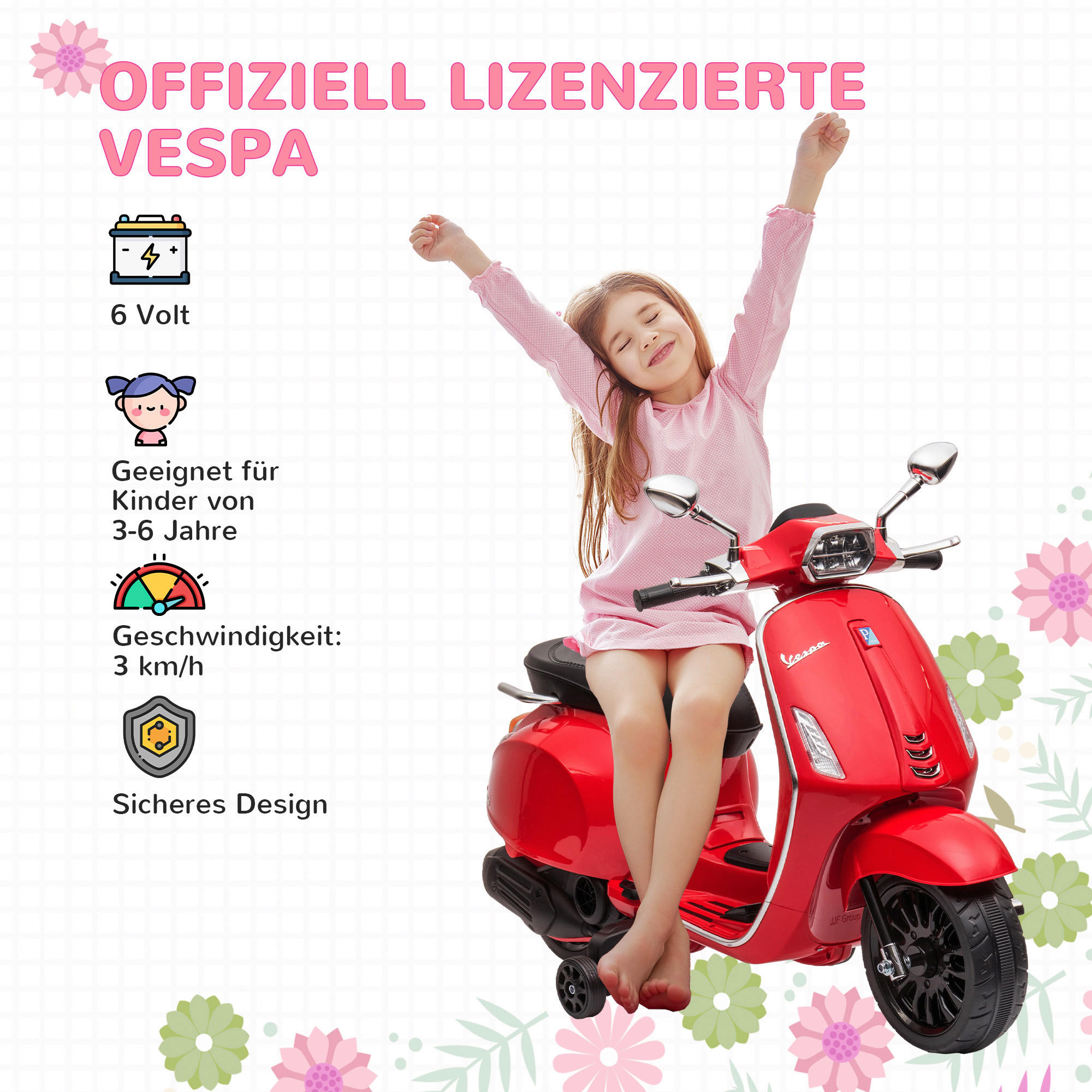 AIYAPLAY Kinder-Elektromotorrad rot B/H/L: ca. 47x73x107 cm Kinder-Elektromotorrad - rot (107,00/47,00/73,00cm) - AIYAPLAY