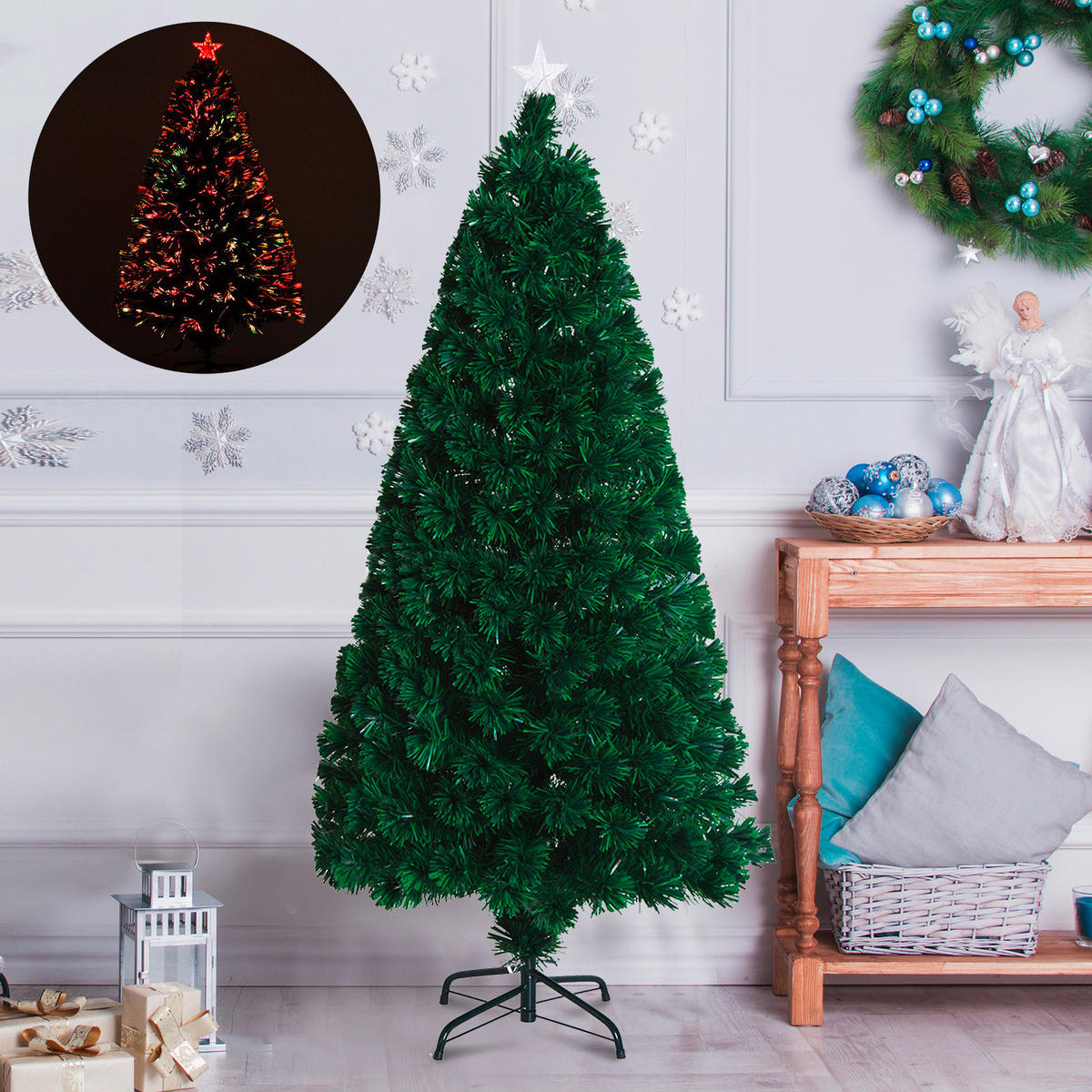 HOMCOM Weihnachtsbaum grün Metall H/D: ca. 120x60 cm Weihnachtsbaum - grün (60,00/120,00cm) - HOMCOM