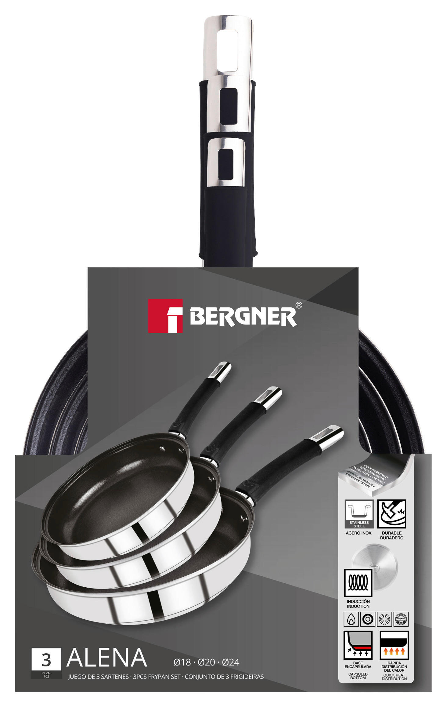 BERGNER Pfannenset Alena silber Edelstahl Alena - schwarz/silber - BERGNER